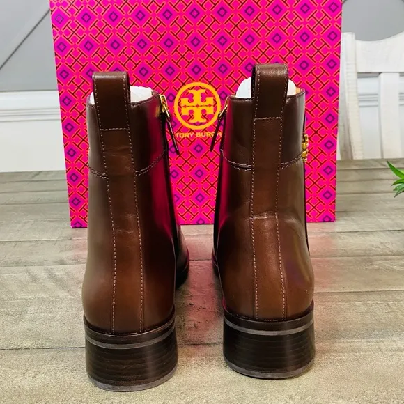 New Tory Burch Women's Brown Everly Leather Ankle Booties Size 11 M