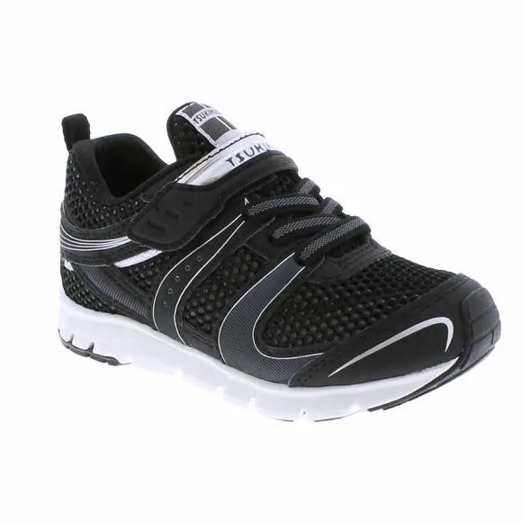 NEW TSUKIHOSHI kids velocity sneaker in black/silver