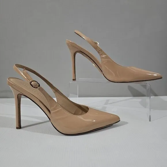 NEW Veronica Beard Lisa Slingback Stiletto Heel Tan Patent Leather Size 10