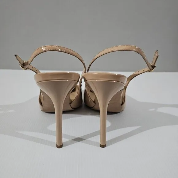 NEW Veronica Beard Lisa Slingback Stiletto Heel Tan Patent Leather Size 10