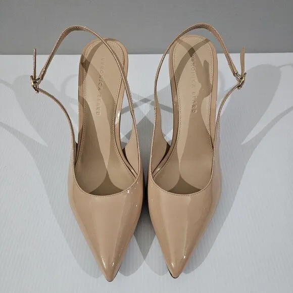 NEW Veronica Beard Lisa Slingback Stiletto Heel Tan Patent Leather Size 10