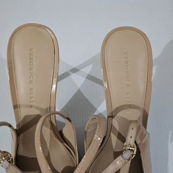 NEW Veronica Beard Lisa Slingback Stiletto Heel Tan Patent Leather Size 10