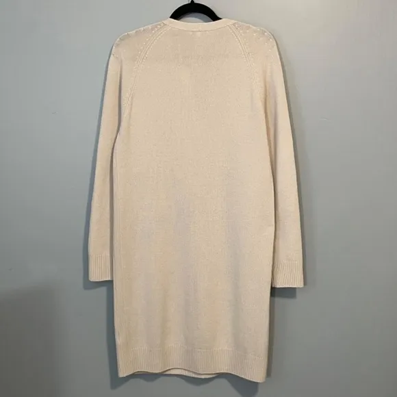 New Vince Wool Cashmere V-Neck Sweater Dress Biscotti Beige Medium