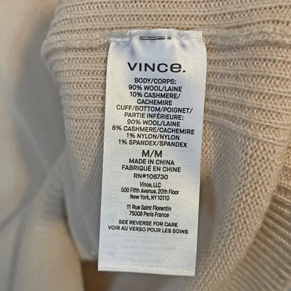 New Vince Wool Cashmere V-Neck Sweater Dress Biscotti Beige Medium