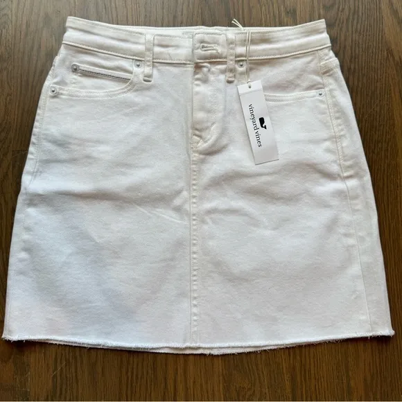 NEW Vineyard Vines white denim skirt size 0 JEAN preppy old money