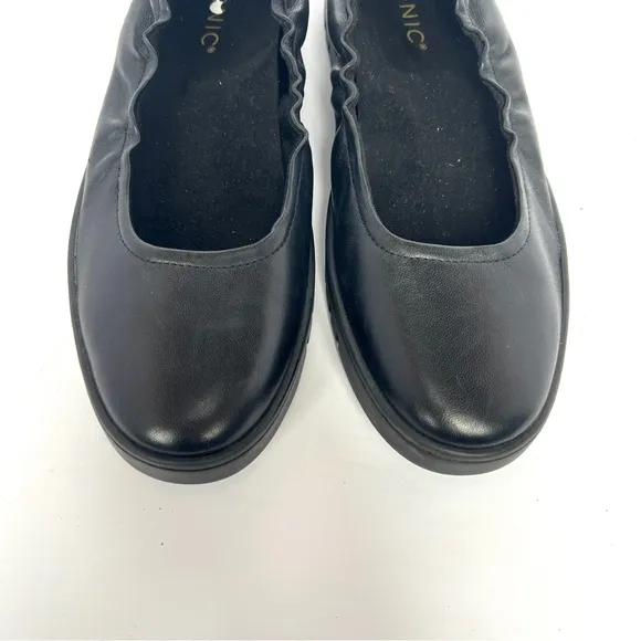 NEW Vionic Uptown Women's Black Leather Ballet Slip-On Shoes Sz 7.5