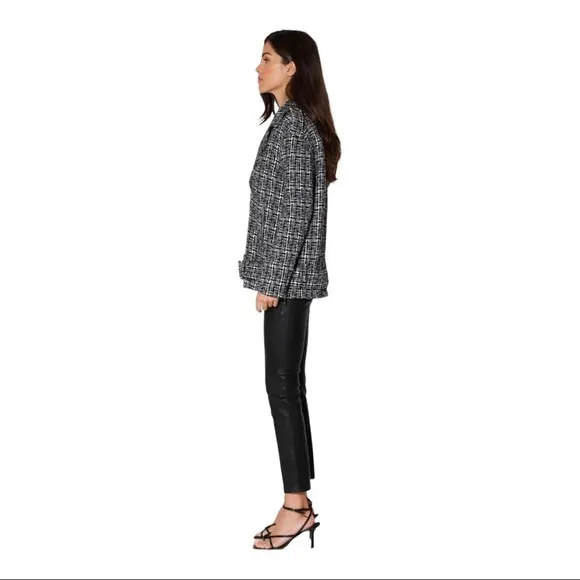 NEW WALTER BAKER Remi Jacket Black White Queen Tweed Moto Jacket Medium