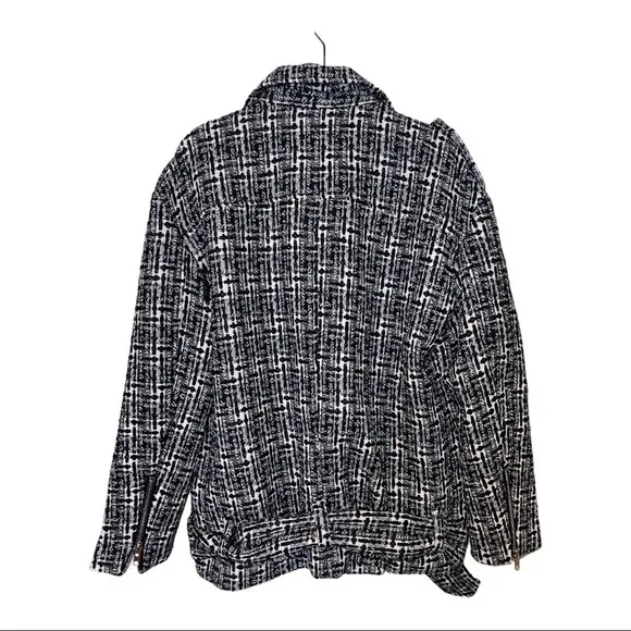 NEW WALTER BAKER Remi Jacket Black White Queen Tweed Moto Jacket Medium