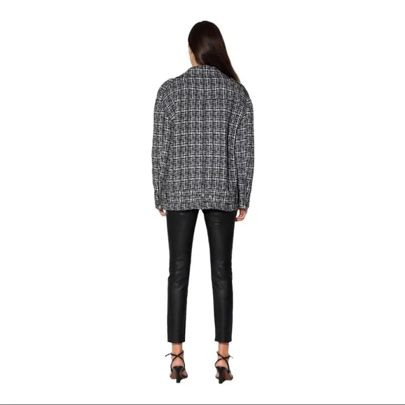 NEW WALTER BAKER Remi Jacket Black White Queen Tweed Moto Jacket Medium