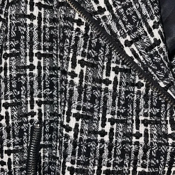 NEW WALTER BAKER Remi Jacket Black White Queen Tweed Moto Jacket Medium