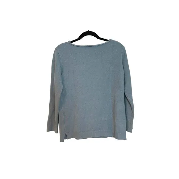 NEW WIT &amp; WISDOM Stone Blue Cable Knit Star Sweater L6362DESW Size S