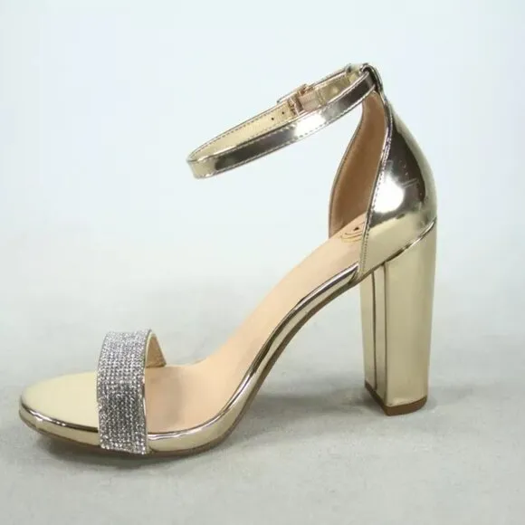 NEW Women's Color Open Toe Ankle Strap Chunky Heel Dress Sandal Shoes