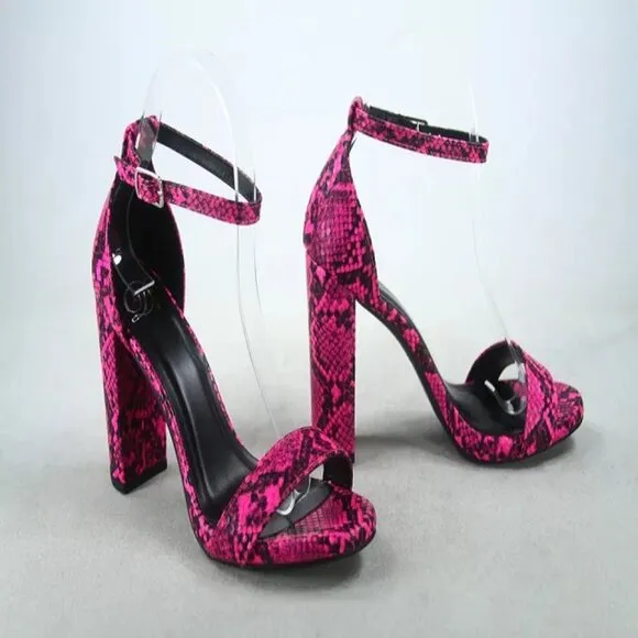 NEW Women's Color Open Toe Ankle Strap Chunky Heel Dress Sandal Shoes