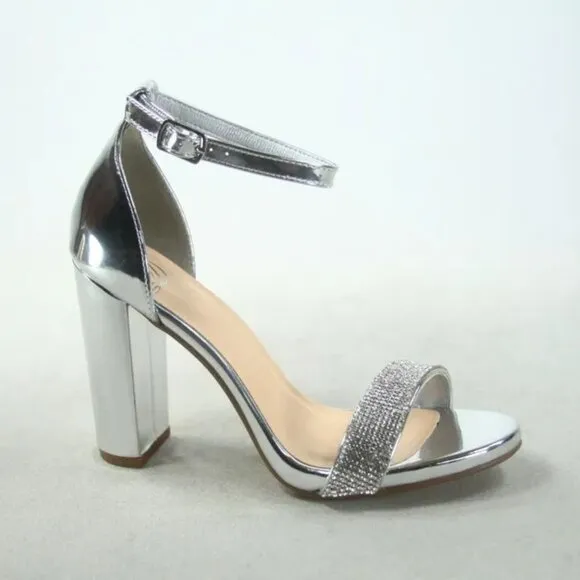 NEW Women's Color Open Toe Ankle Strap Chunky Heel Dress Sandal Shoes