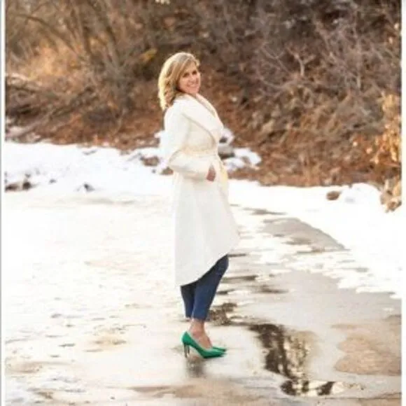 New Woolen Wrap Jacket Collar High Low Coat With Belt Coat