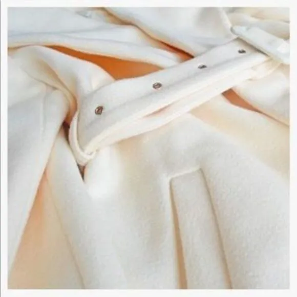 New Woolen Wrap Jacket Collar High Low Coat With Belt Coat