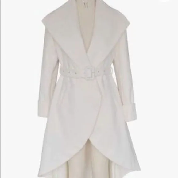 New Woolen Wrap Jacket Collar High Low Coat With Belt Coat