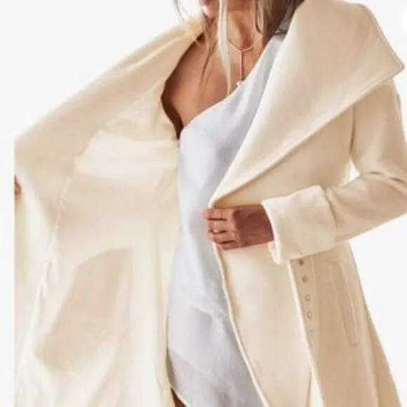 New Woolen Wrap Jacket Collar High Low Coat With Belt Coat