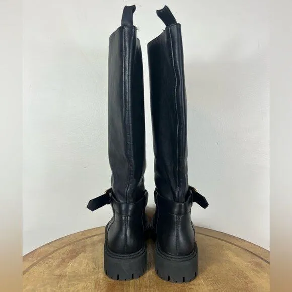 NEW Zara Black Mid Calf Boots Sz 6.5-7 Winter/Fall 2052/811 riding tall buckle