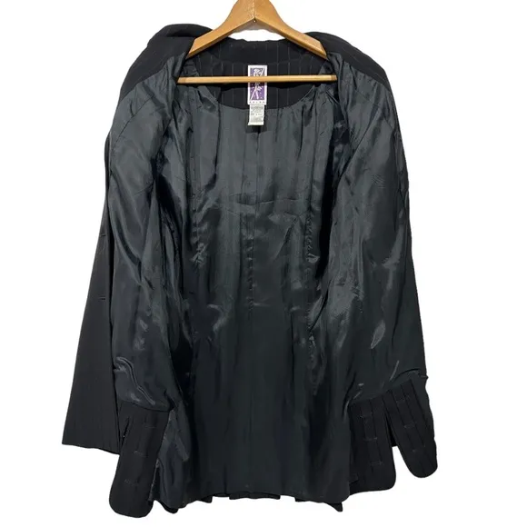NEW Zelda Alexa Black Pinstripe Longline Car Coat Sz 12 NWT