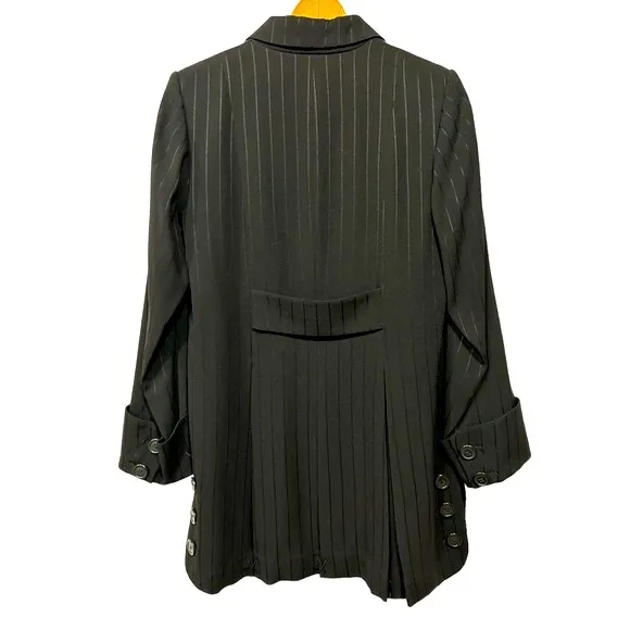 NEW Zelda Alexa Black Pinstripe Longline Car Coat Sz 12 NWT