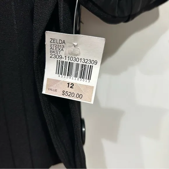 NEW Zelda Alexa Black Pinstripe Longline Car Coat Sz 12 NWT