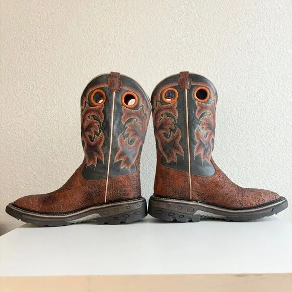 NEW Capitan Mens Cowboy Boots Size 9D Western Brown Leather Square Toe Workboot