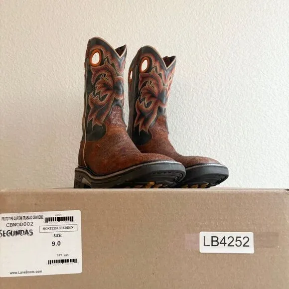 NEW Capitan Mens Cowboy Boots Size 9D Western Brown Leather Square Toe Workboot