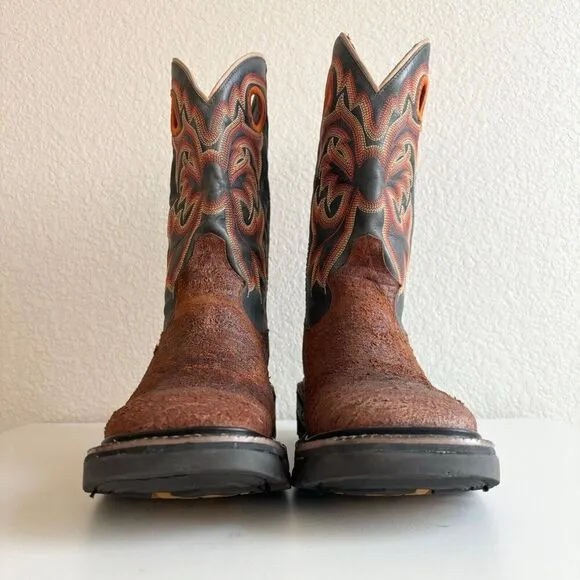 NEW Capitan Mens Cowboy Boots Size 9D Western Brown Leather Square Toe Workboot