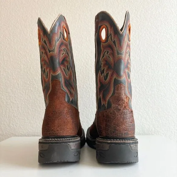 NEW Capitan Mens Cowboy Boots Size 9D Western Brown Leather Square Toe Workboot