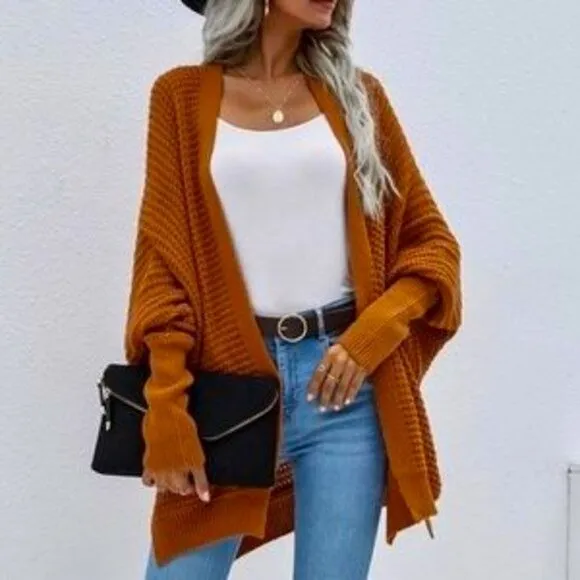 New Cozy Batwing Sleeve Knit Open Front Cardigan