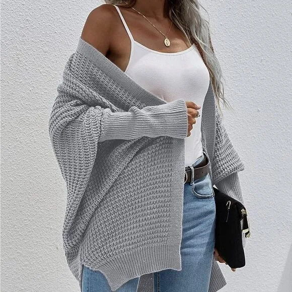 New Cozy Batwing Sleeve Knit Open Front Cardigan