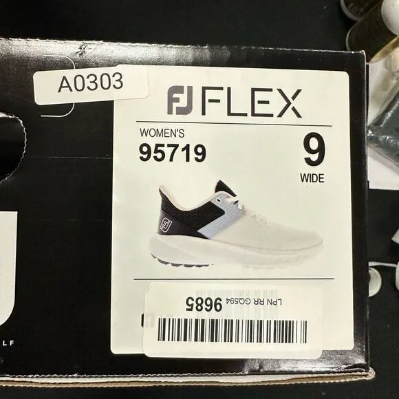 New Footjoy FJ Flex White Black Golf Shoes Sneakers 9 Wide
