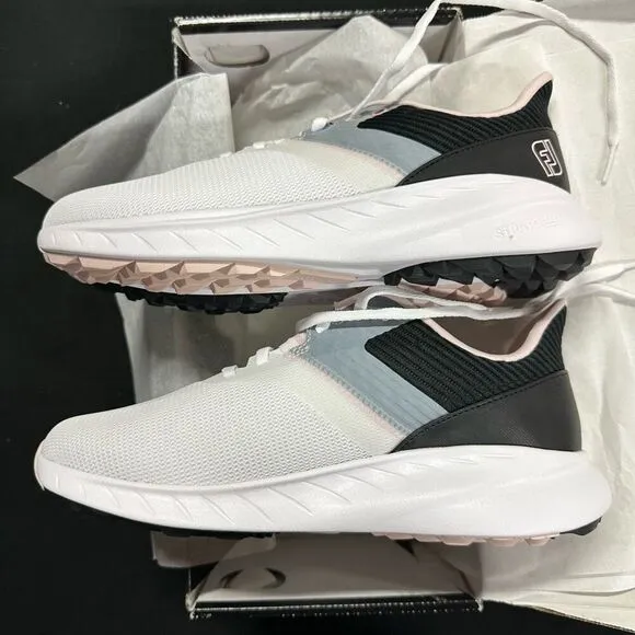 New Footjoy FJ Flex White Black Golf Shoes Sneakers 9 Wide