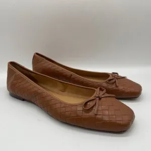 NEW J. Crew Factory Womens Brown Woven Ballet Flats Shoe Bows Sz 10.5 Square Toe