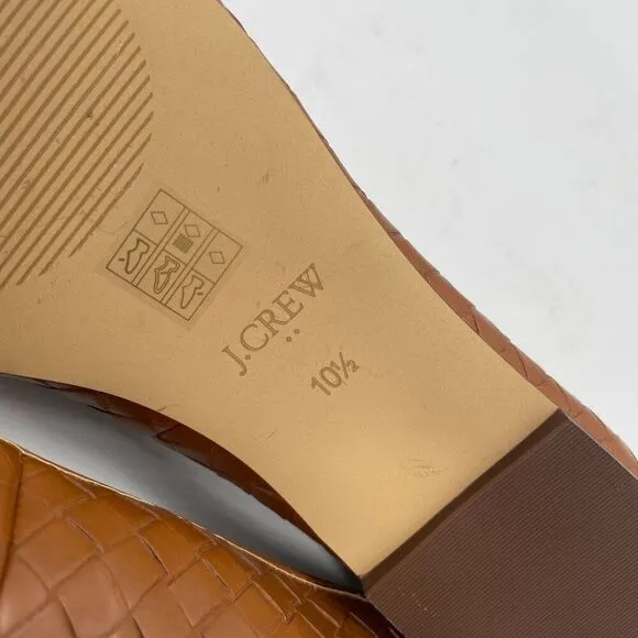 NEW J. Crew Factory Womens Brown Woven Ballet Flats Shoe Bows Sz 10.5 Square Toe