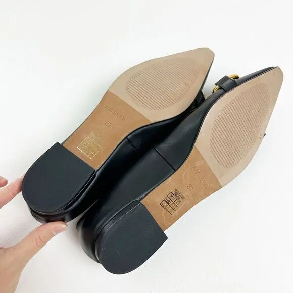 ÁNGEL ALARCÓN Black Macy Pointed Toe Ballet Flat Size 37 Horsebit Hardware Shoes