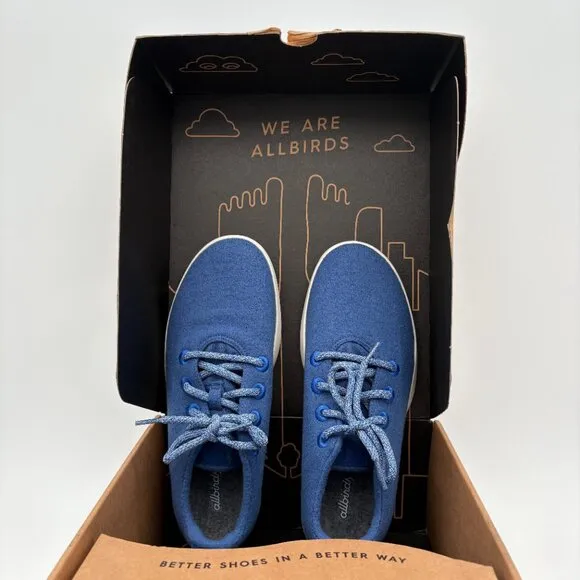 NIB NWT Men's Size 9 Allbirds Tuke River Blue Wool Runner Walking Running Shoes