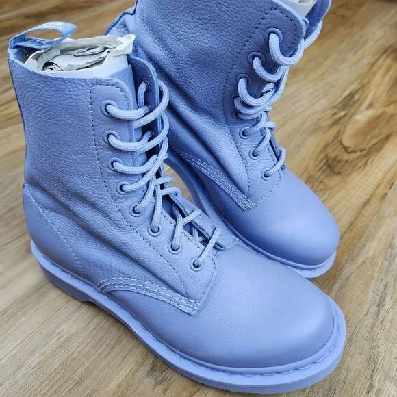 🩵NIB Dr. Martens Zen Blue Mono Pascal Virginia Leather 1460 Boots Size 8