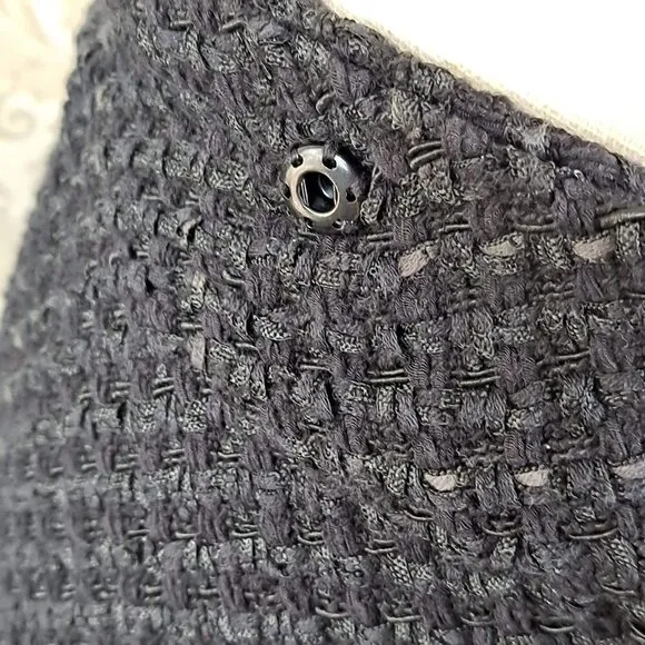 Nic &amp; Zoe Size Small Black Tweed Skirt Aymmetric Hem Faux Wrap Elastic Back NWT