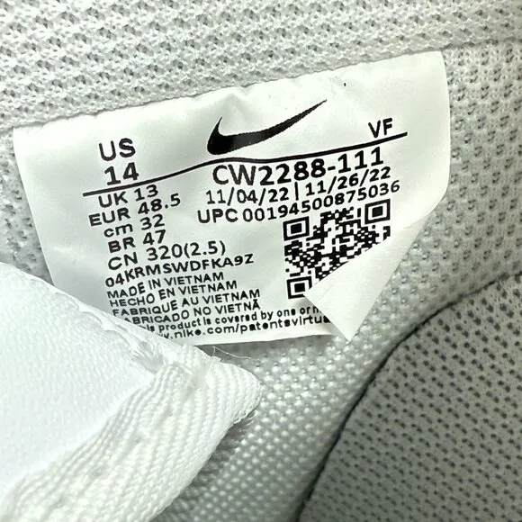 Nike Air Force 1  07 White Mens Shoes CW2288-111 VNDS Sz 14