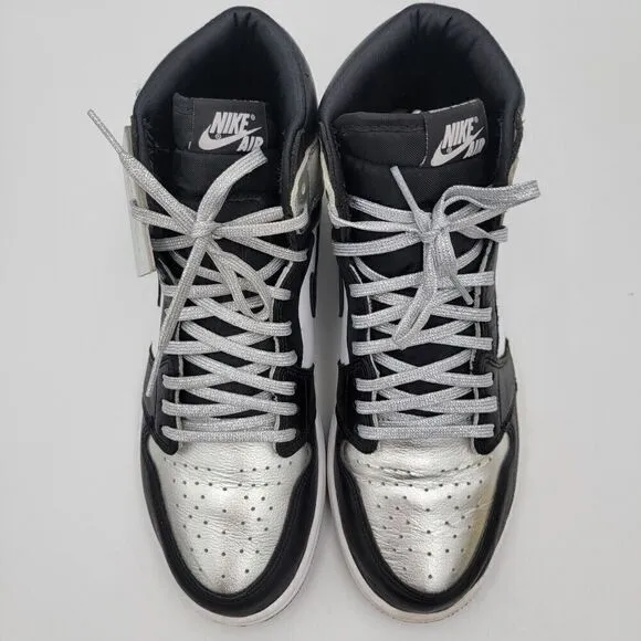 Nike Air Jordan 1 High OG Silver Toe Sneakers Black CD0461-001 Shoe Sz 9.5
