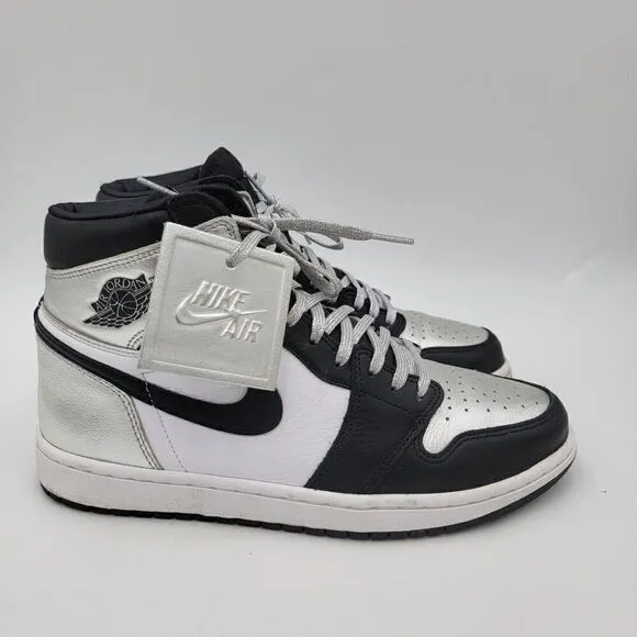 Nike Air Jordan 1 High OG Silver Toe Sneakers Black CD0461-001 Shoe Sz 9.5