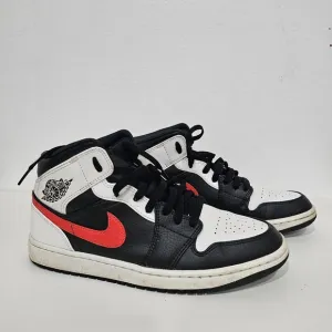 Nike Air Jordan 1 Mid Mens Black Chile Red White Shoes Mens Size 9.5