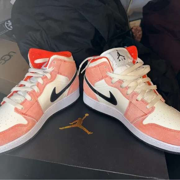 Nike Air Jordan Mid Sneakers - Orange and White