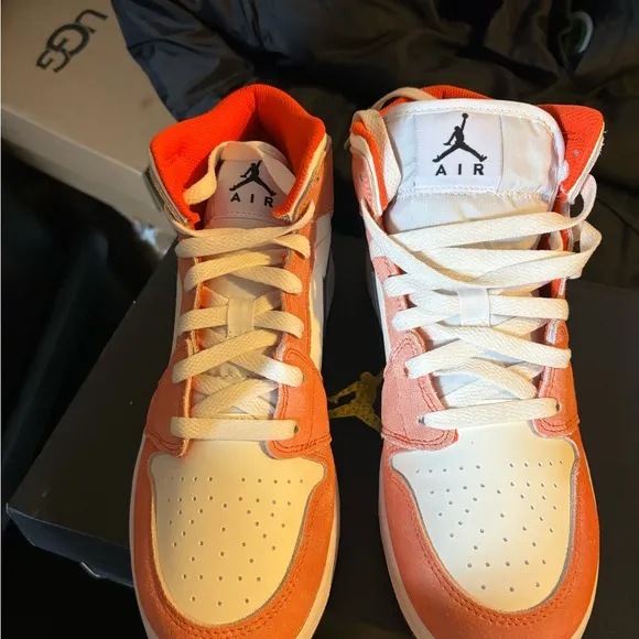 Nike Air Jordan Mid Sneakers - Orange and White