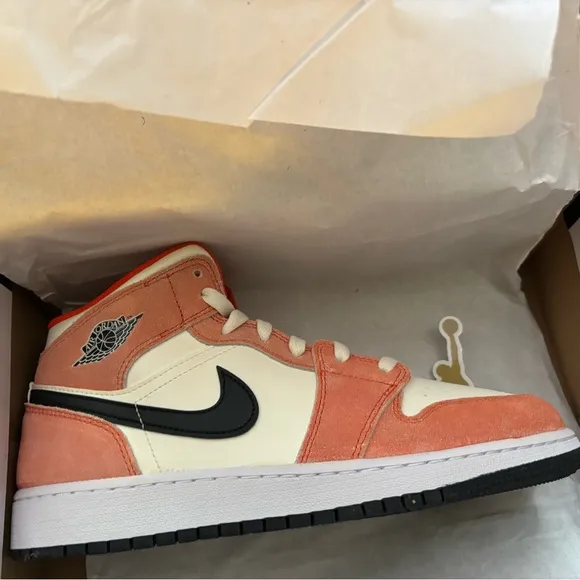 Nike Air Jordan Mid Sneakers - Orange and White