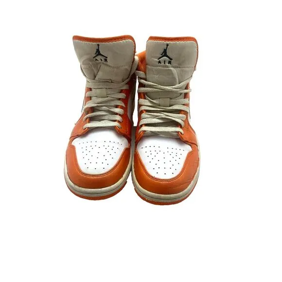Nike Air Jordan Shoes Mens 9 Orange White 1 Mid SE Electro DM3531-800‎ Syracuse