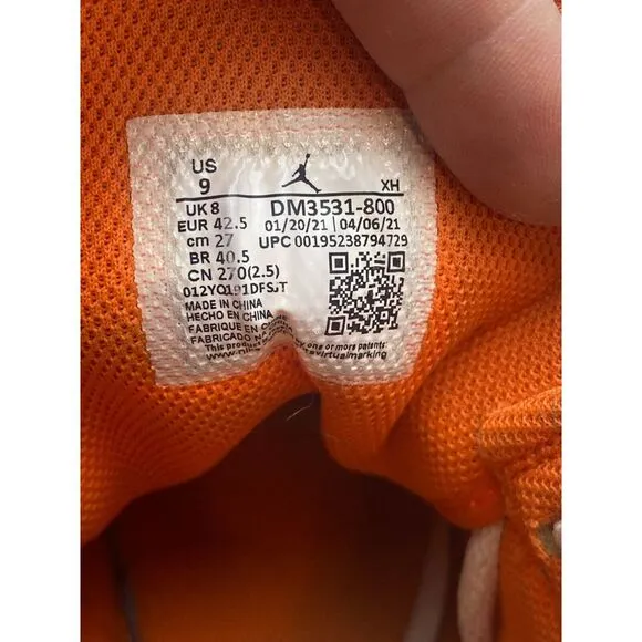 Nike Air Jordan Shoes Mens 9 Orange White 1 Mid SE Electro DM3531-800‎ Syracuse