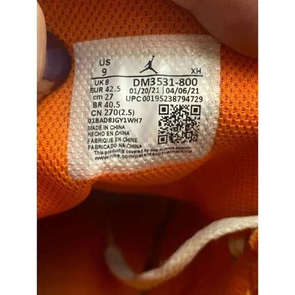 Nike Air Jordan Shoes Mens 9 Orange White 1 Mid SE Electro DM3531-800‎ Syracuse